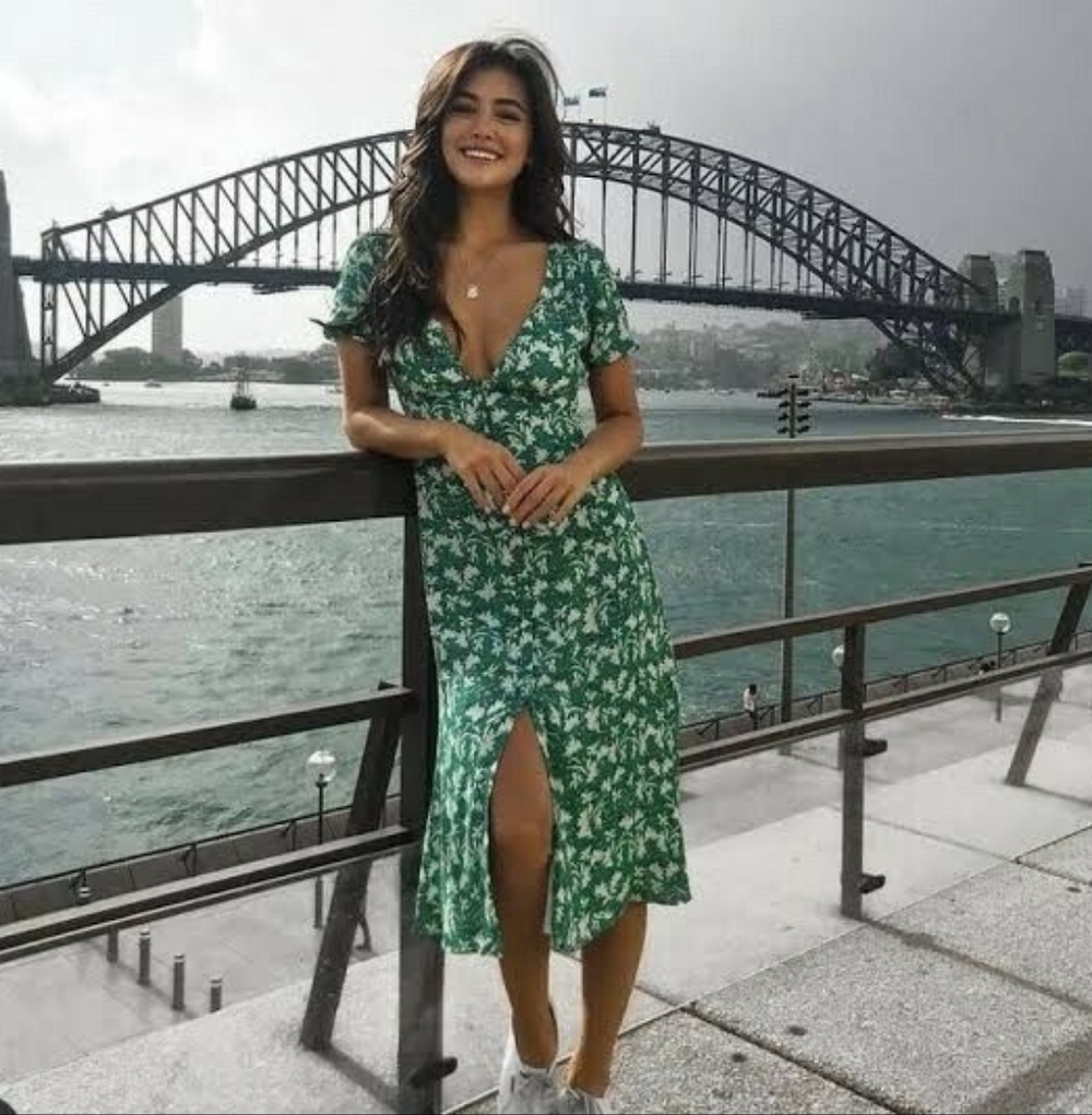 Kookai Green Floral Midi Dress